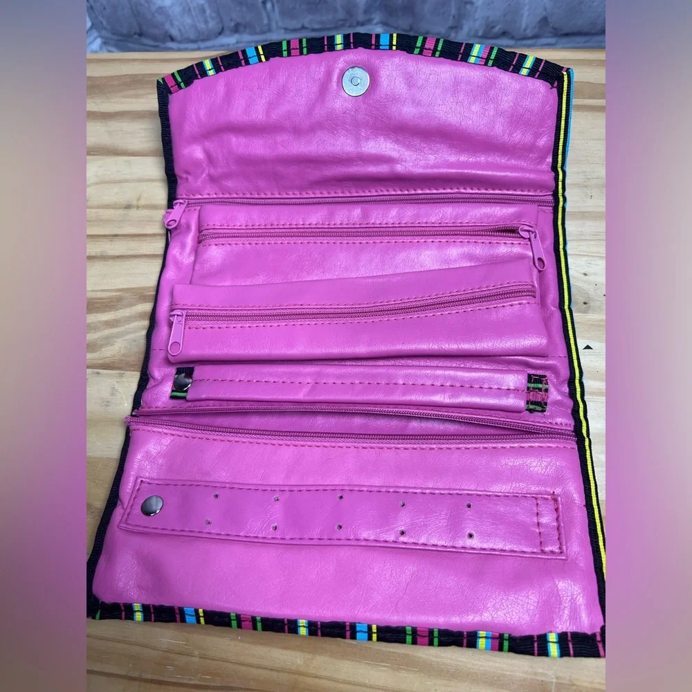 *2/$10* Multicolor Striped Travel Jewelry Roll with embroidered R - Picture 3 of 4